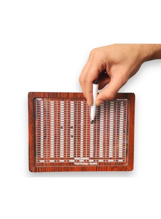 Fiddlys Wooden Money/Piggy Bank, Money Coin Box for Kids/Children, Savings Challenge Box, Cashbox, Cash Vault Wooden Savings Box,Wooden Coin Piggy Bank (Wood, Rs. 50,000) Reusable/Interchangable - Image 4