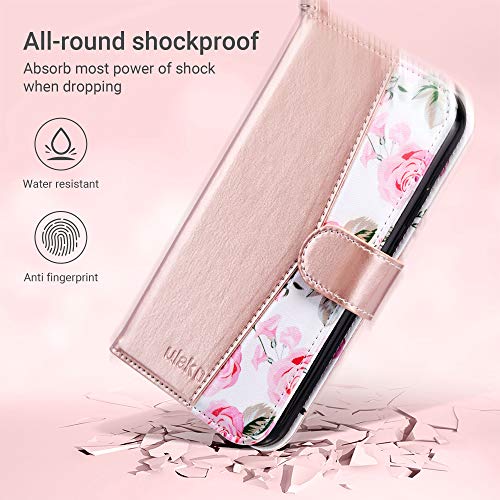 ULAK Compatible with iPhone XR Wallet Case for Women, Premium PU Leather Folio Flip Case with Card Holders Kickstand, Shockproof Protective Phone Cover 6.1 inch, Rose Gold - Image 5