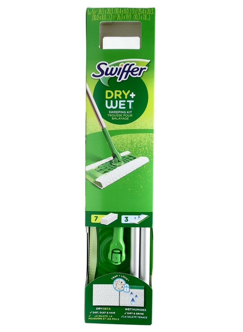 Swiffer Sweeper 2-in-1 Dry and Wet Multi-Surface Mopping Starter Kit (1-Mop, 10-Refills) - Image 1
