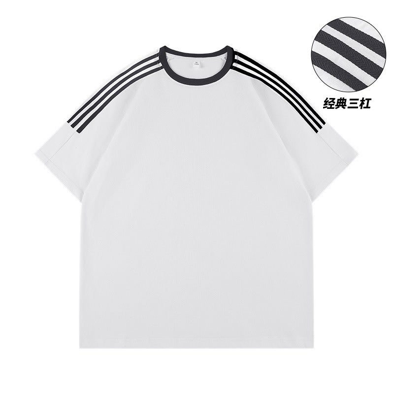 Hooded T-Shirt Men'S Short-Sleeved Solid Color Sports Summer Sports Trendy Ins Hooded Hip-Hop Half-Sleeved T-Shirt Trendy Brand Men'S Wear - Image 1