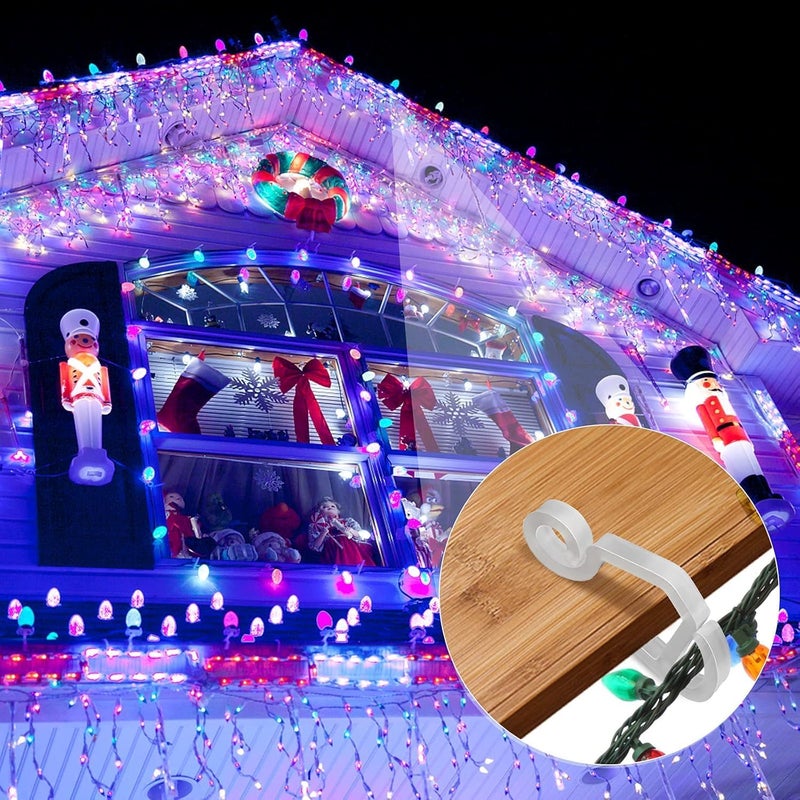 SelfTek 150 Pcs Christmas Light Hooks - Gutter for Outdoor Hanging, Weatherproof Holiday Hanger Clips for Festival Decoration - Image 5