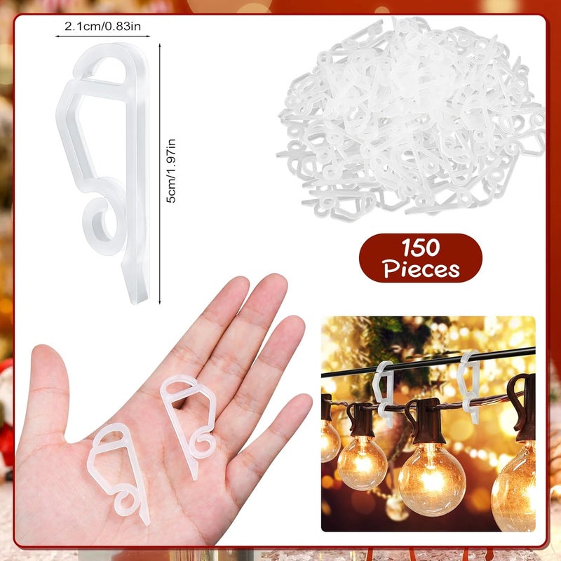 SelfTek 150 Pcs Christmas Light Hooks - Gutter for Outdoor Hanging, Weatherproof Holiday Hanger Clips for Festival Decoration - Image 2