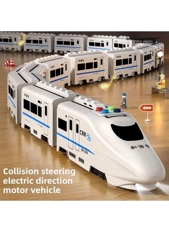 Generic Children's Train Toy Rail Car Large Electric High-speed Rail Harmony Number Simulation Train Model Universal Boy-Color:Harmonious Number-Scale:Dual Battery Version: 117cm Early Education Story Songs With Free Alloy Car  - Image 2
