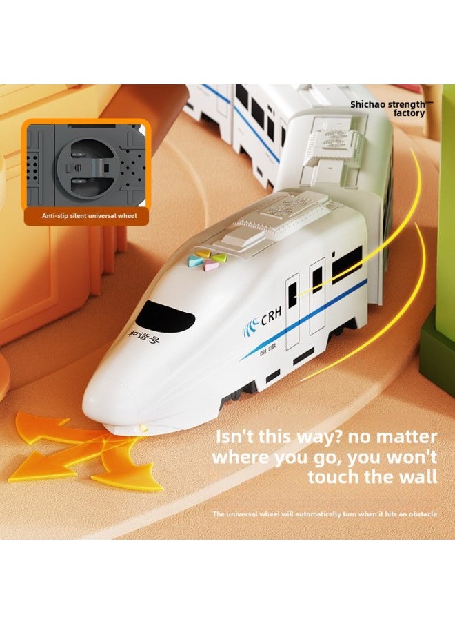 Generic Children's Train Toy Rail Car Large Electric High-speed Rail Harmony Number Simulation Train Model Universal Boy-Color:Harmonious Number-Scale:Dual Battery Version: 117cm Early Education Story Songs With Free Alloy Car  - Image 4