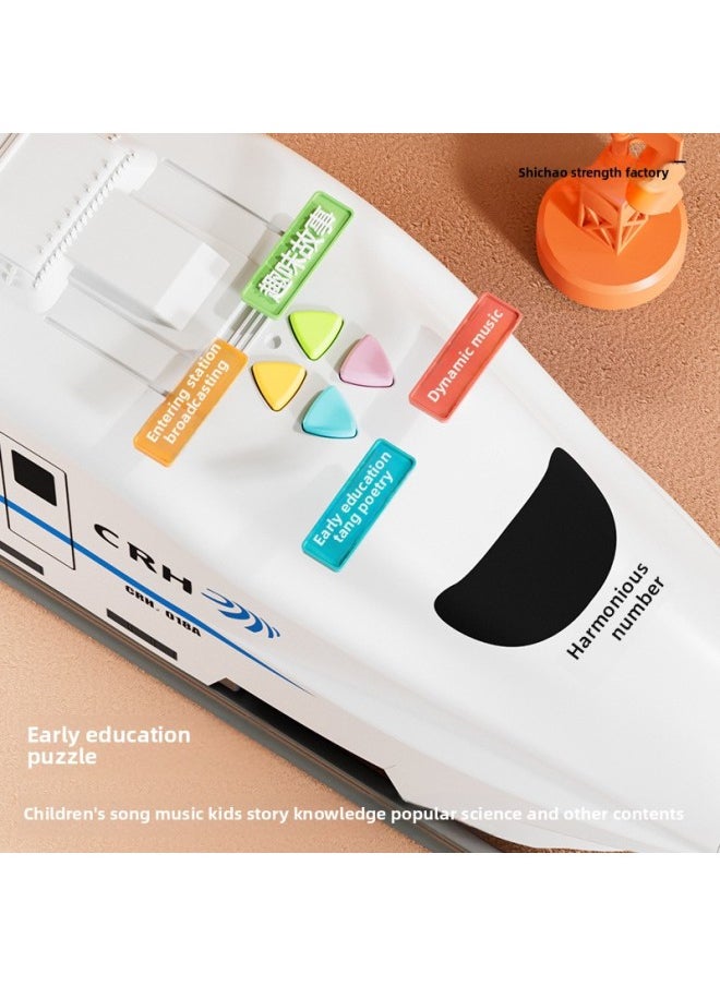 Generic Children's Train Toy Rail Car Large Electric High-speed Rail Harmony Number Simulation Train Model Universal Boy-Color:Harmonious Number-Scale:Dual Battery Version: 117cm Early Education Story Songs With Free Alloy Car  - Image 3
