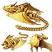 LehuoMaker 3D Printed Dragon with Wings Fidget Dragon Toys 3D Printed Animals Flexible Articulated Winged Crystal Dragon ModelHome Office Decor Desktop PetSilk Gold - Image 2