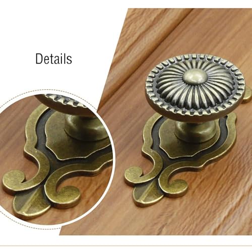 CSKB Golden Brass Antique Vintage Retro Drawer Cabinet Metal Knobs with Backplates 12 PCS,Mushroom Shape Pulls Handle Dresser Knob - Image 4
