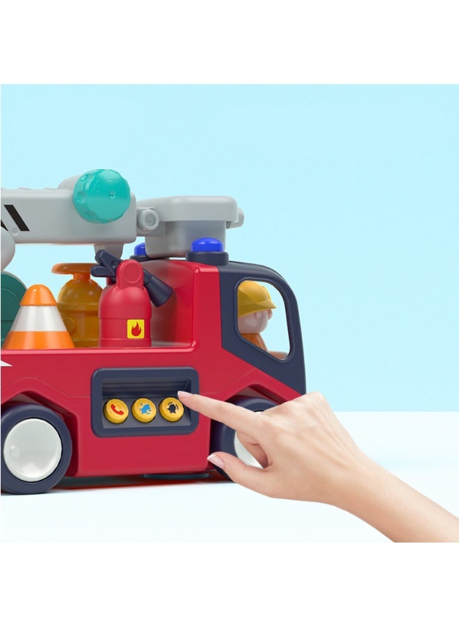 Hola Early Learning Fire Engine Toy w/ Lights & Sounds, Interactive Fire Truck w/ Extendable Ladder, 10 Play Functions, Firefighter Accessories, Bump-and-Go, Educational Toy for Kids, Pretend Play 3Y+ - Image 5
