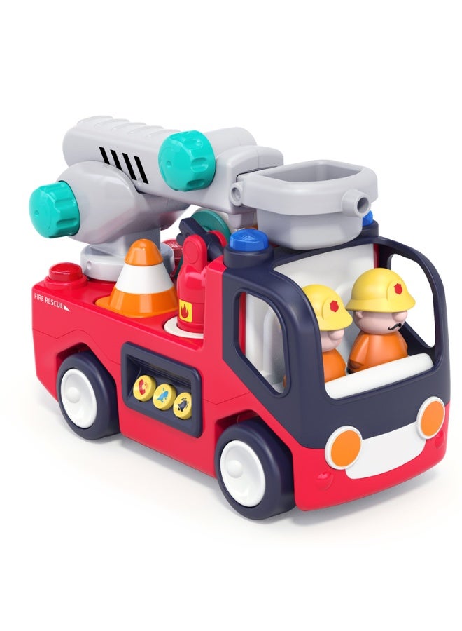 Hola Early Learning Fire Engine Toy w/ Lights & Sounds, Interactive Fire Truck w/ Extendable Ladder, 10 Play Functions, Firefighter Accessories, Bump-and-Go, Educational Toy for Kids, Pretend Play 3Y+ - Image 1