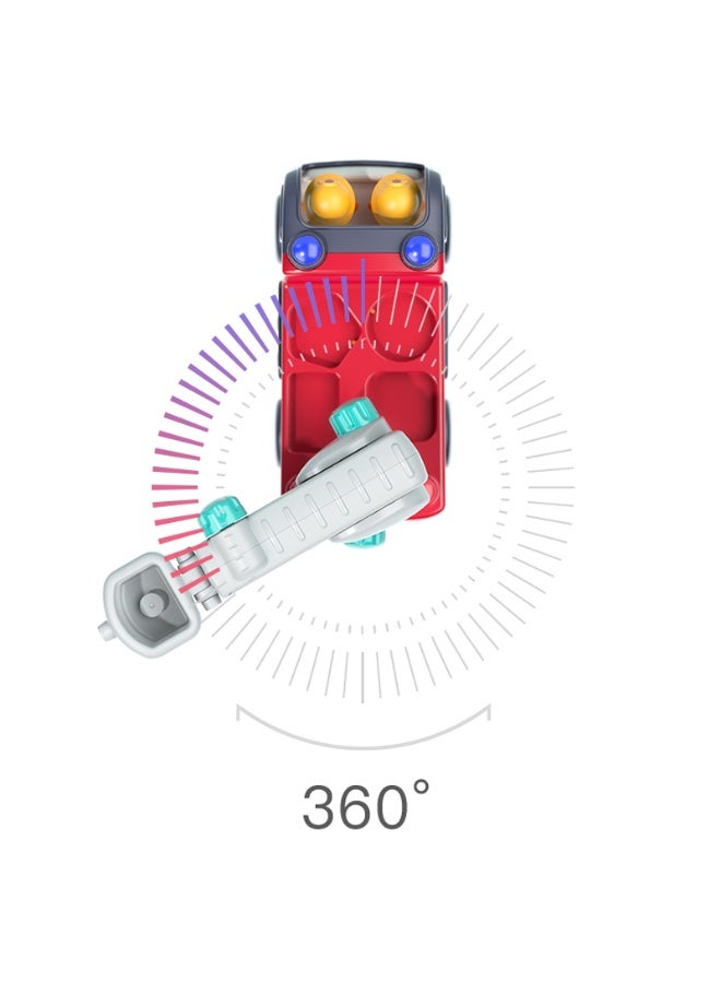 Hola Early Learning Fire Engine Toy w/ Lights & Sounds, Interactive Fire Truck w/ Extendable Ladder, 10 Play Functions, Firefighter Accessories, Bump-and-Go, Educational Toy for Kids, Pretend Play 3Y+ - Image 3