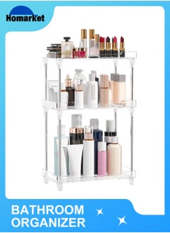 Bathroom Organizer Countertop,3-Tier Vanity Tray Shelf Cosmetic Organizer Perfume Skincare Stanading Counter Shelf,Multi-Functional Acrylic Organizer Bathroom Tray
