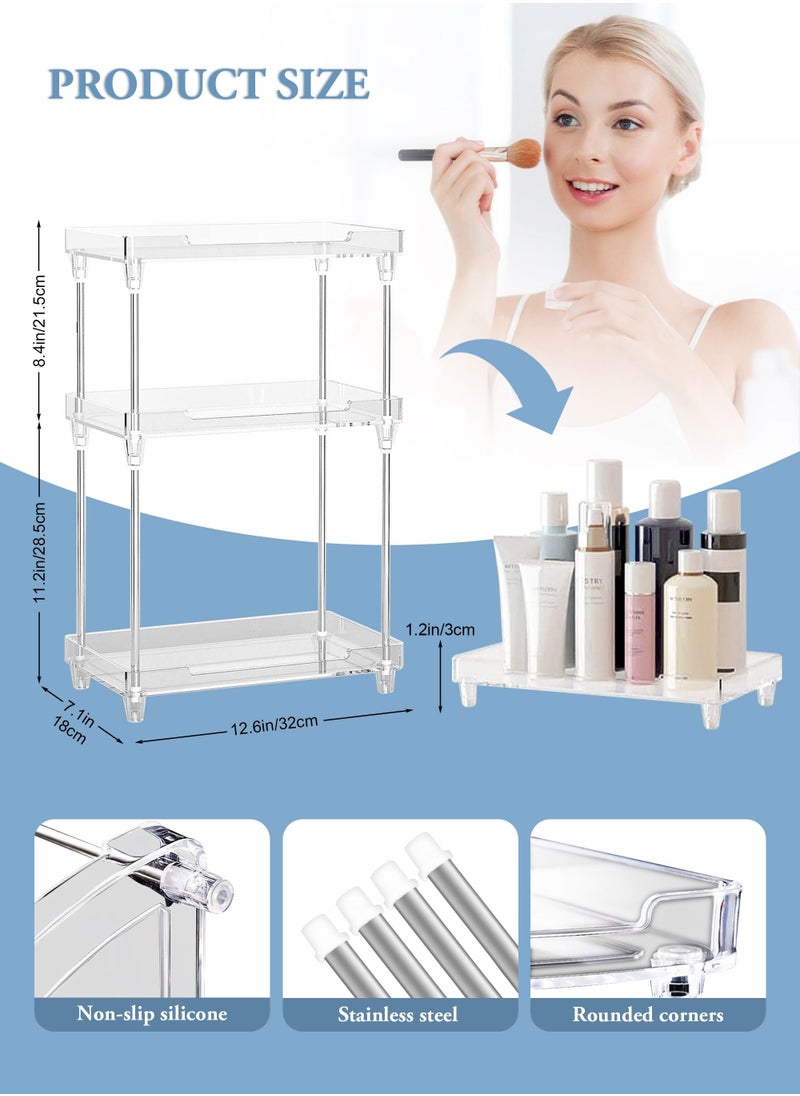 HomarKet - Bathroom Organizer Countertop,3-Tier Vanity Tray Shelf Cosmetic Organizer Perfume Skincare Stanading Counter Shelf,Multi-Functional Acrylic Organizer Bathroom Tray - Image 1