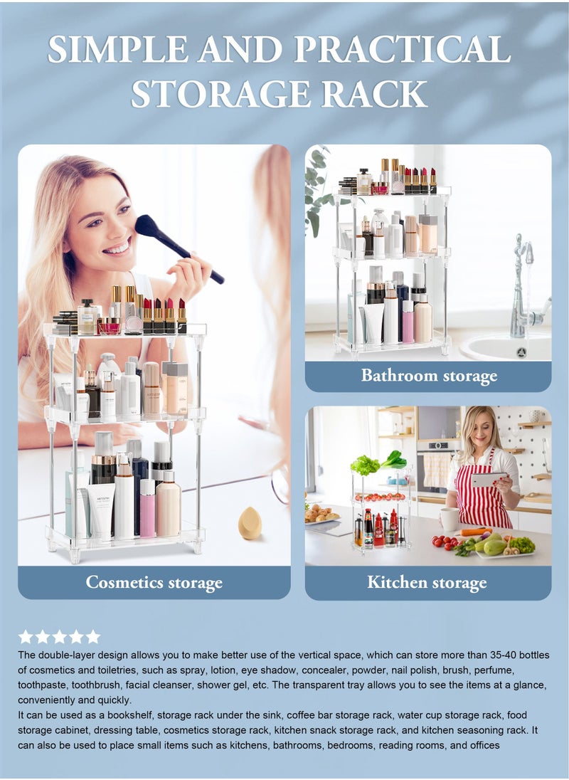 HomarKet - Bathroom Organizer Countertop,3-Tier Vanity Tray Shelf Cosmetic Organizer Perfume Skincare Stanading Counter Shelf,Multi-Functional Acrylic Organizer Bathroom Tray - Image 1