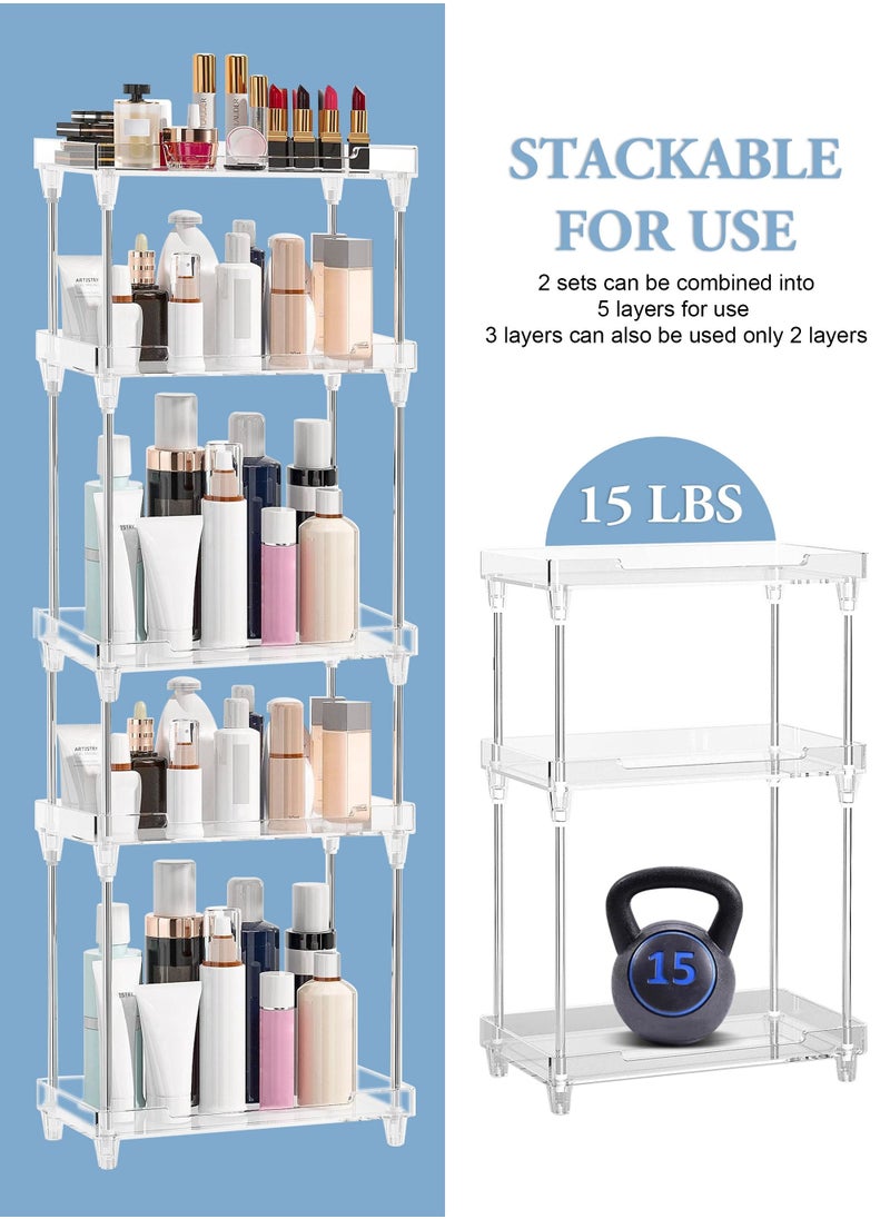 HomarKet - Bathroom Organizer Countertop,3-Tier Vanity Tray Shelf Cosmetic Organizer Perfume Skincare Stanading Counter Shelf,Multi-Functional Acrylic Organizer Bathroom Tray - Image 1