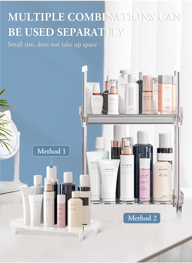 HomarKet - Bathroom Organizer Countertop,3-Tier Vanity Tray Shelf Cosmetic Organizer Perfume Skincare Stanading Counter Shelf,Multi-Functional Acrylic Organizer Bathroom Tray - Image 1