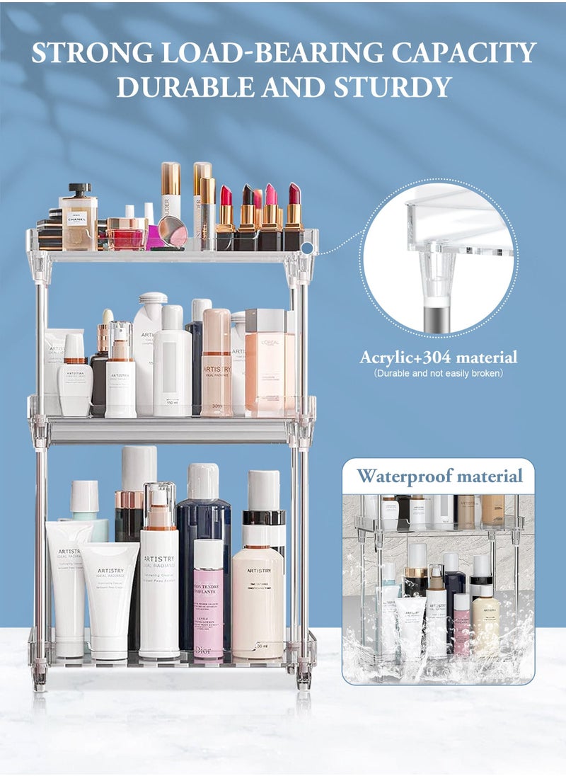 HomarKet - Bathroom Organizer Countertop,3-Tier Vanity Tray Shelf Cosmetic Organizer Perfume Skincare Stanading Counter Shelf,Multi-Functional Acrylic Organizer Bathroom Tray - Image 1
