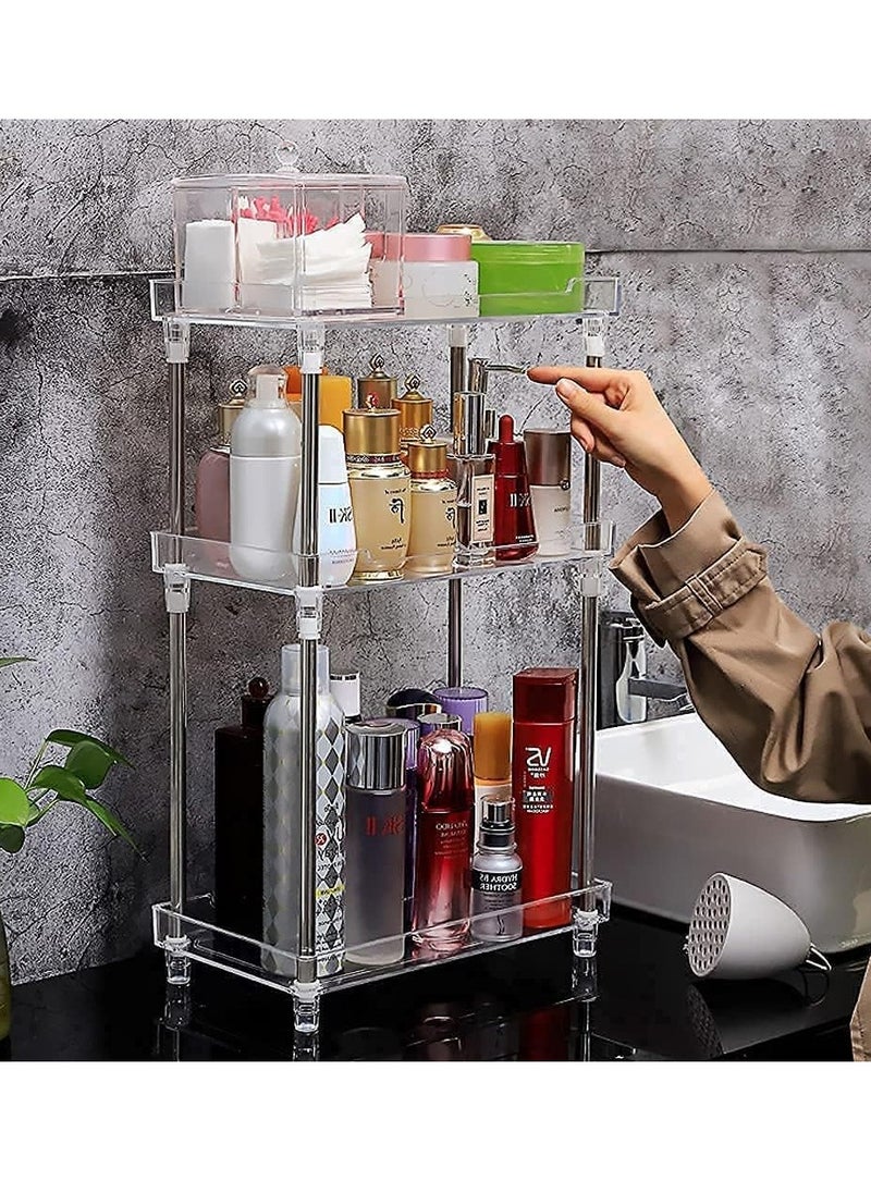 HomarKet - Bathroom Organizer Countertop,3-Tier Vanity Tray Shelf Cosmetic Organizer Perfume Skincare Stanading Counter Shelf,Multi-Functional Acrylic Organizer Bathroom Tray - Image 1