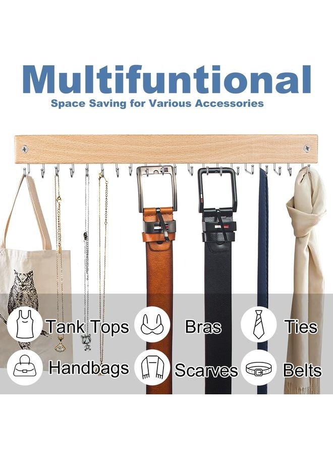 هومستر ربطة الربطة مثبتة في الجدار، ربطة العنق الخشبية تحمل 20 ربطة عنق/حزام/حافظة، ربطة وحزام منظم w/360° خطاطيف قابلة للدوران، مسمار مسمار، مثالي للتركيب على الجدار، الباب، خزانة، 2 حزمة، ناترول - Image 4