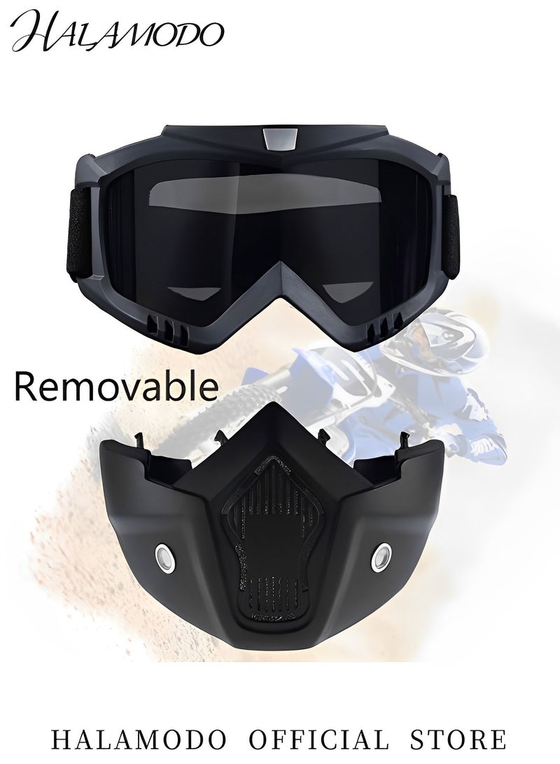 HALAMODO Anti Fog Mask Full Face Mask Ski Mask Motorcycle Riding Mask Detachable Adjustable Goggles for Face Protection Windproof Goggles for Skiing & Cycling  - Image 2