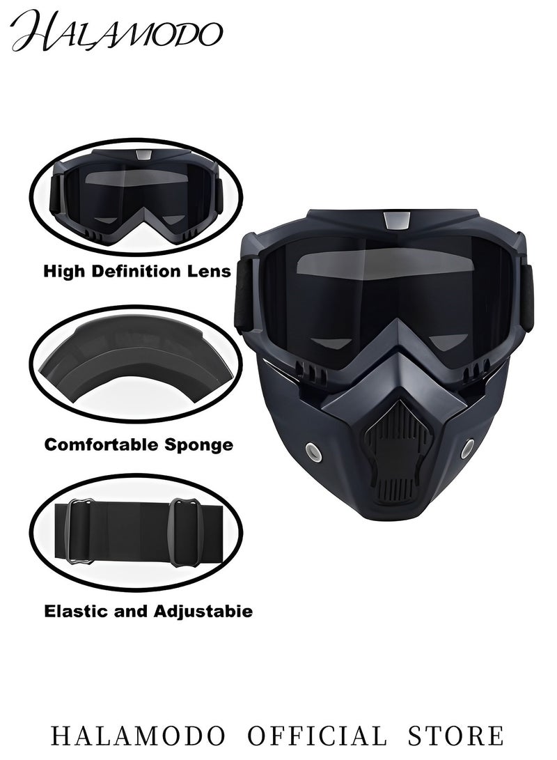 HALAMODO Anti Fog Mask Full Face Mask Ski Mask Motorcycle Riding Mask Detachable Adjustable Goggles for Face Protection Windproof Goggles for Skiing & Cycling  - Image 3