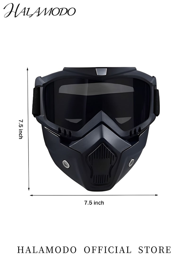 HALAMODO Anti Fog Mask Full Face Mask Ski Mask Motorcycle Riding Mask Detachable Adjustable Goggles for Face Protection Windproof Goggles for Skiing & Cycling  - Image 5