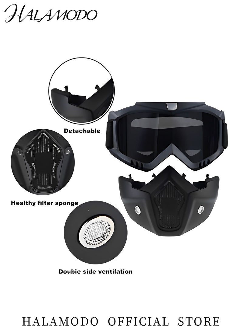 HALAMODO Anti Fog Mask Full Face Mask Ski Mask Motorcycle Riding Mask Detachable Adjustable Goggles for Face Protection Windproof Goggles for Skiing & Cycling  - Image 4