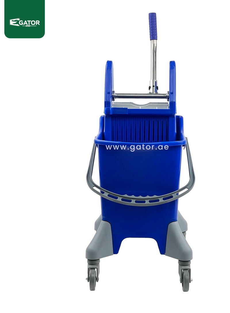 Gator Mop Bucket & Wringer, 360-Degree Rotating Swivel Wheels, Deluxe Down-Press Wringer, 25L, Blue - Image 2