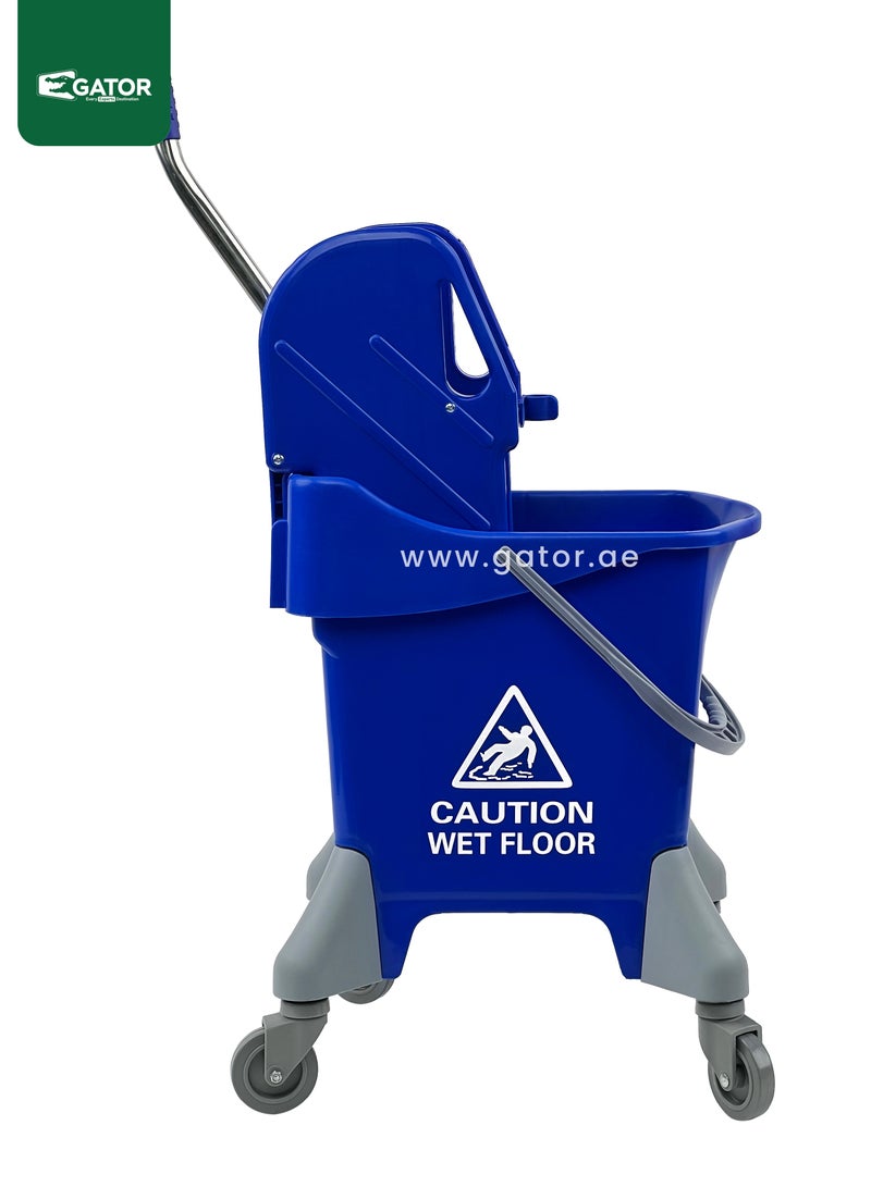 Gator Mop Bucket & Wringer, 360-Degree Rotating Swivel Wheels, Deluxe Down-Press Wringer, 25L, Blue - Image 3