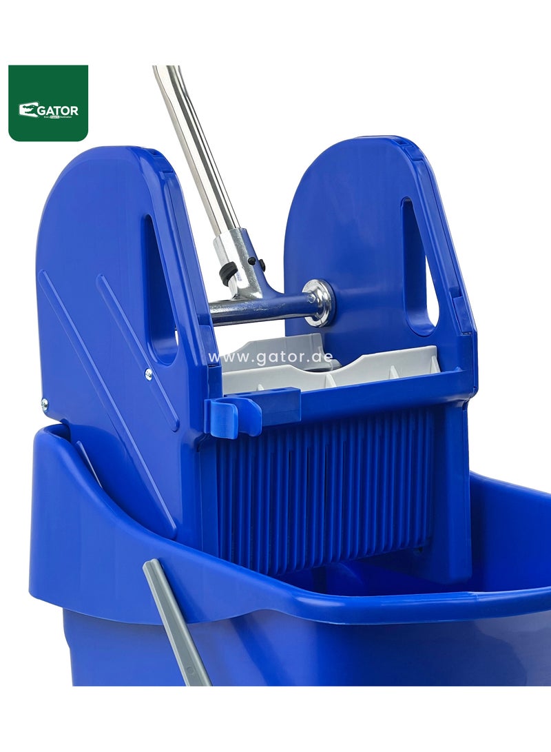 Gator Mop Bucket & Wringer, 360-Degree Rotating Swivel Wheels, Deluxe Down-Press Wringer, 25L, Blue - Image 4
