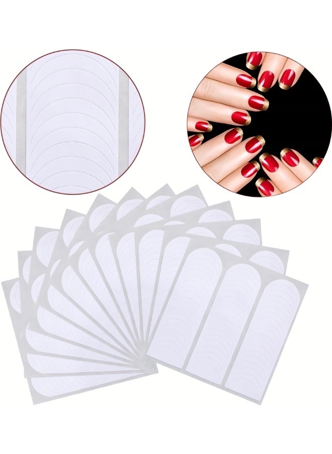 960pcs (20 Sheets) French Nail Stickers, Self-Adhesive French Manicure Stickers, Half Moon Design Nail Stickers for Nail Art Decoration, Nail Design Accessories, Stencil Templates, DIY Decoration Tools - Image 2