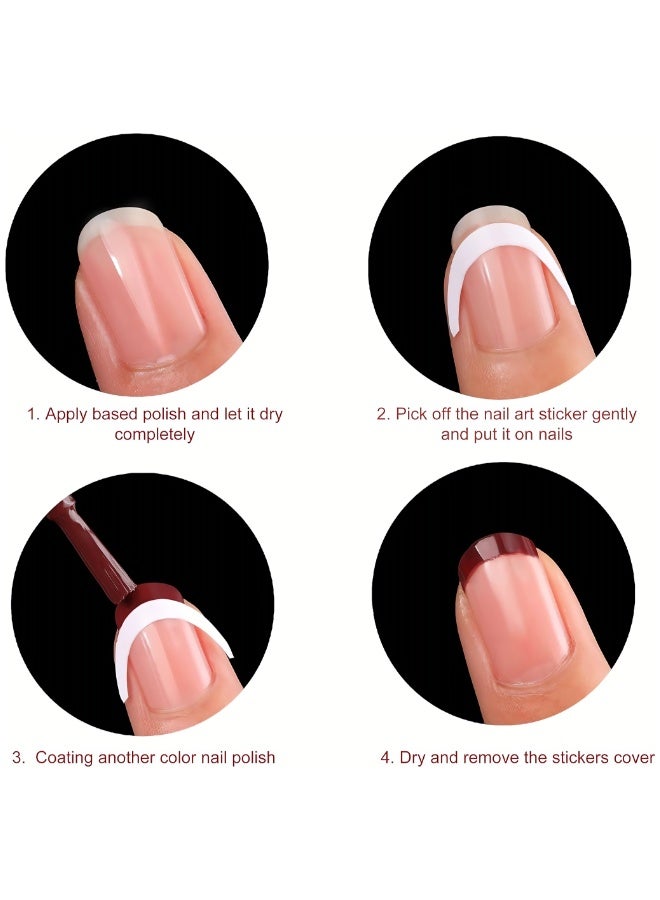 960pcs (20 Sheets) French Nail Stickers, Self-Adhesive French Manicure Stickers, Half Moon Design Nail Stickers for Nail Art Decoration, Nail Design Accessories, Stencil Templates, DIY Decoration Tools - Image 3