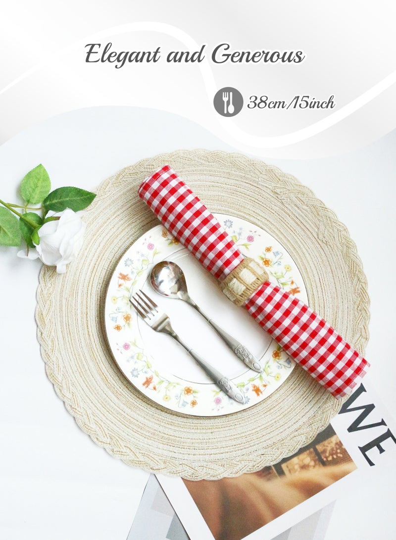 Beige Lace Shape Round Placemat Set of 4,38CM Super Large Size Dining Table Placemat,Heat-resistant,Anti-scald, Washable,Quick-dry, Wipe it Clean,Roll Up and Store, Table Decoration, for Kitchen Dining Table,Holiday Party, Wedding,Restaurants, Cafes, Gifts (15inch)  - Image 2