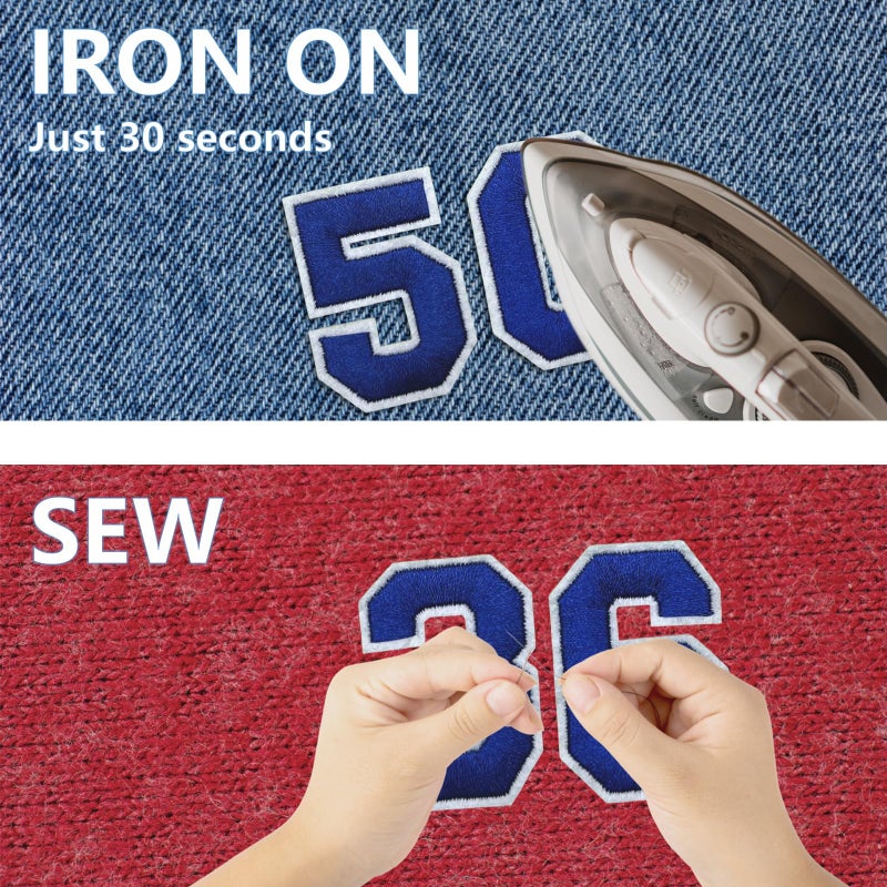 Cazzon Number Iron On Patches, Numbers 0-9 Embroidery Applique Patch, DIY Decorative Heat Press Patches for Clothing Jeans Jackets Backpacks Hats (Blue 50 Pcs) - Image 4