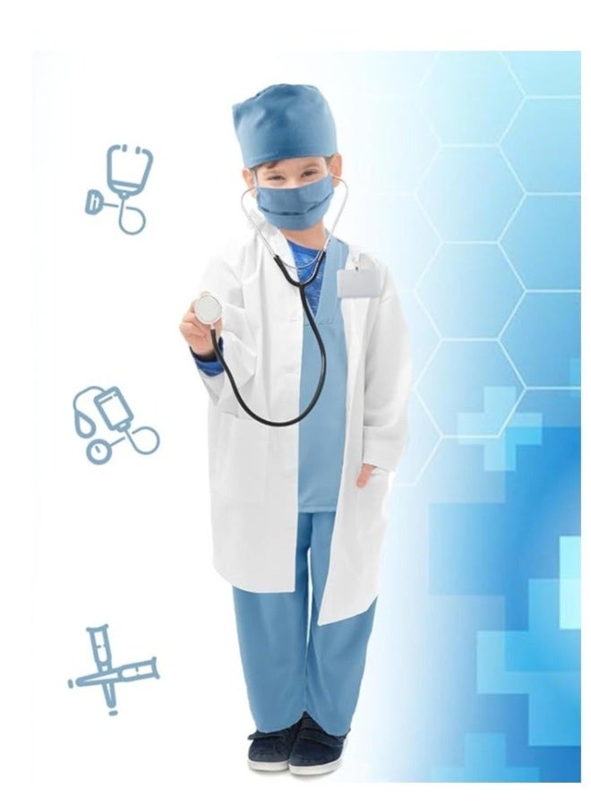 FUREUL Doctor Costume for Boys Girls - Kids Scrubs with Lab Coat & Carry Bag, Doctor Dress Up for Halloween, Career Day Role Play - Image 5