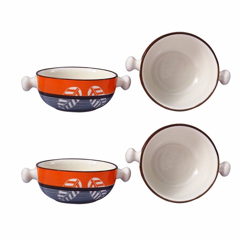 Caffeine Ceramic Handmade Summer Dining Nod Bowl (Set of 4) - Image 1
