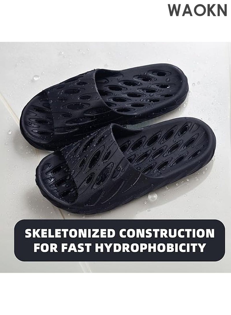 WAOKN Hollow Design Slippers for Men & Women - Breathable Slip-On Sandals with Arch Support - Ultra Lightweight Indoor/Outdoor House Shoes - Comfortable Casual Footwear for Lounge, Yoga & Travel(Color :Black Size :44-45，Inner length：275mm) - Image 4