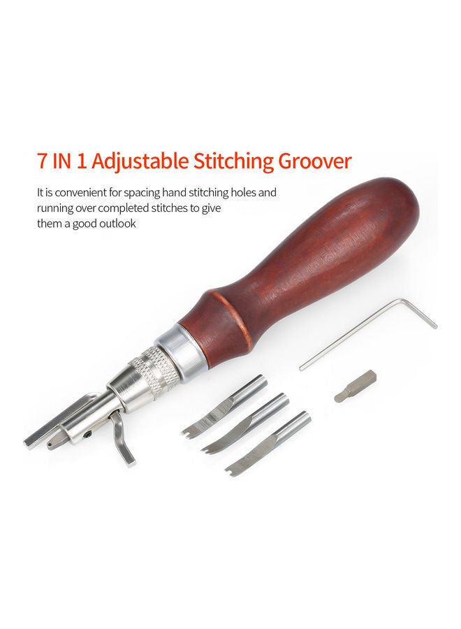 NIBEMINENT 5 in 1 Pro Stitching Groover and Creasing Edge Beveler Brown 132 x 23millimeter - Image 2