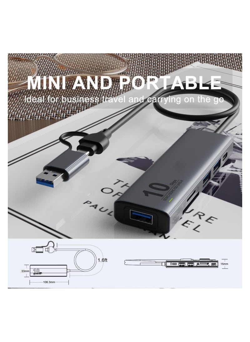 SOLARAE USB C Hub with 3 USB A Ports (10G), USB A/C to A Adapter, USB 3.2 Gen 2, UHS-II SD/TF Card Reader for SD/SDHC/SDXC/Micro SD, High-Speed Data Transfer. - Image 2
