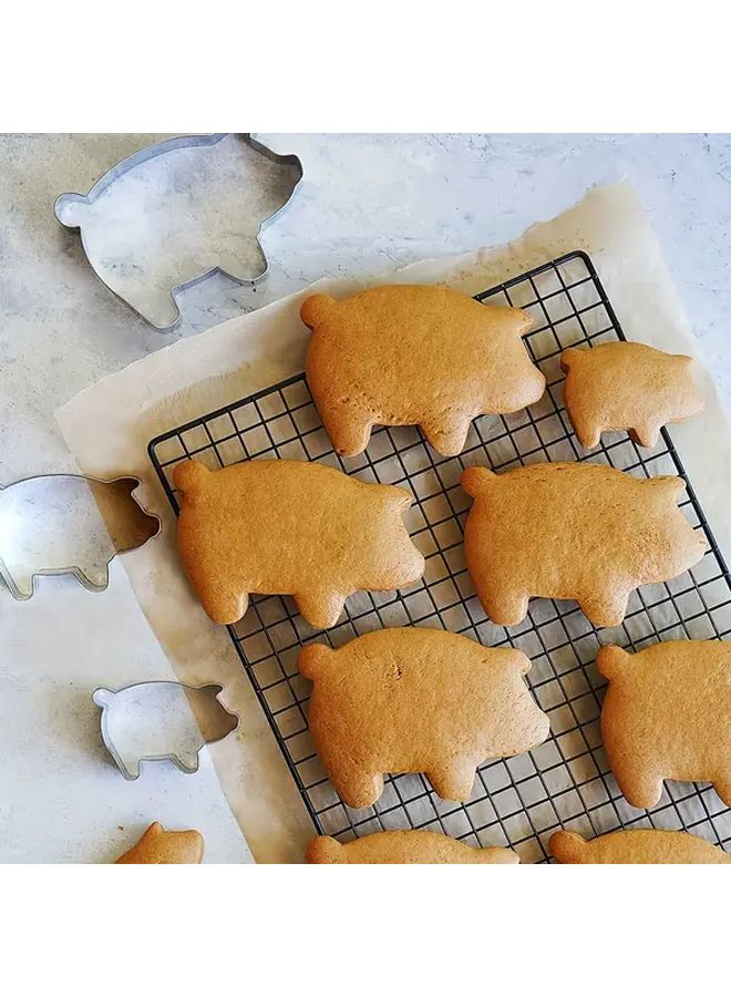 Stainless Steel Cookie Cutters Set Of 3 Pcs Pig Design For Holiday Baking Christmas Halloween Easter - Image 1
