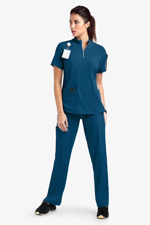 Hand-washing Clothes Summer Short-sleeved Surgical Clothes Beauty Salon Hospital Nurse Clothes Casual Collar Zipper Quick-drying Work Clothes 82010 blue suit 
