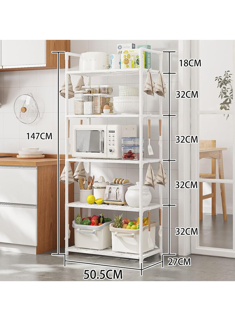رات سو المطبخ مخزن الرفوف وحدة رفوف المطبخ مخزن الرفوف منظم مع خطاطيف جانبية مخزن الرفوف منظم التخزين رفوف متعددة الوظائف مخزن الرفوف لخزانة المطبخ غسيل الحمام -أبيض - Image 2