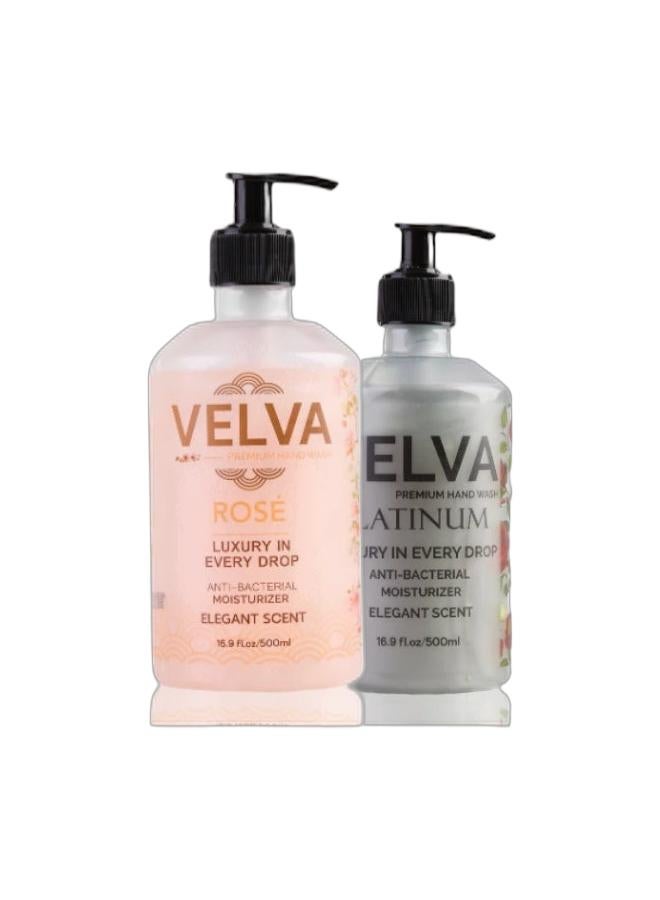 VELVA Premium hand wash rose - 500 ml & Premium hand wash platinum - 500mlBundle - Image 1