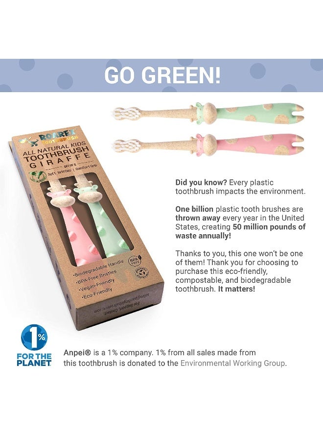 AnPei فرشاة أسنان للأطفال من ANPEI ROARex نباتية وصديقة للبيئة مصنوعة من النباتات زرافة صغيرة حلوة 100% قابلة للتحلل والتسميد 1 من أجل الكوكب - Image 4
