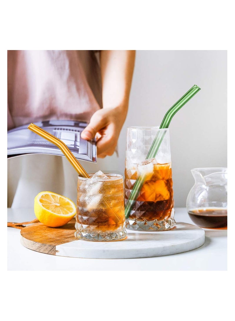 SOLARAE Reusable Glass Straws, Reusable Bent Glass Drinking Straws with 2 Cleaning Brushes, Reusable Straws for Smoothies, Milkshakes, Juice (Blue, 12 Pack) - Image 2