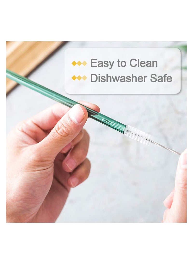 SOLARAE Reusable Glass Straws, Reusable Bent Glass Drinking Straws with 2 Cleaning Brushes, Reusable Straws for Smoothies, Milkshakes, Juice (Blue, 12 Pack) - Image 4