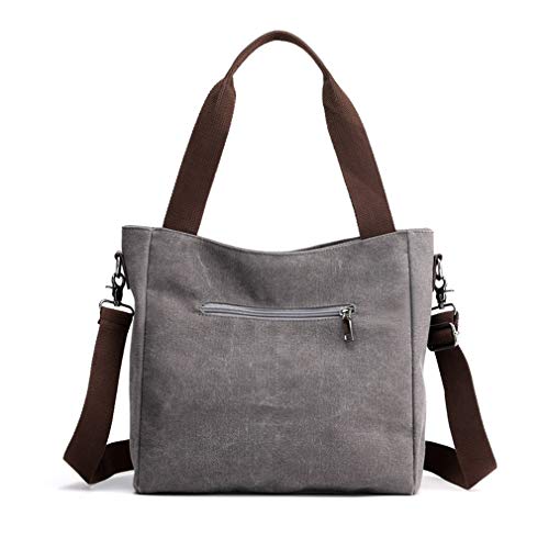 Sunshinejing Women's Canvas Shoulder Bags Tote Purses Satchel Work Shopping Crossbody Bag (Grey) - Image 5