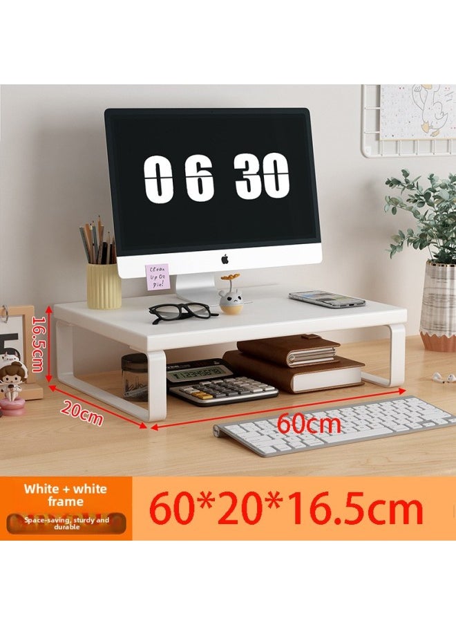 Generic - Computer Elevated Rack Monitor Bracket Pad High Base Desktop Storage Rack Bracket Desktop Storage Shelf Load-bearing-color:Snowflake White + White Frame 60x20x15 Cm - Image 1