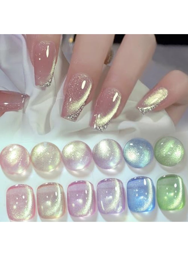 Born Pretty Cat Eye Magnetic Gel Nail Polish Shimmer Glitter Holographic Aurora Spring Summer Pink Green Blue Translucent Gel Polish Set Manicure Nail Art DIY at Home - Image 1