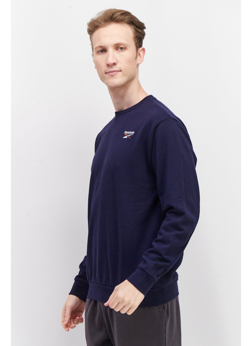 Reebok Men Sportswear Fit Embroidered Logo Sweatshirt, Navy  - Image 4