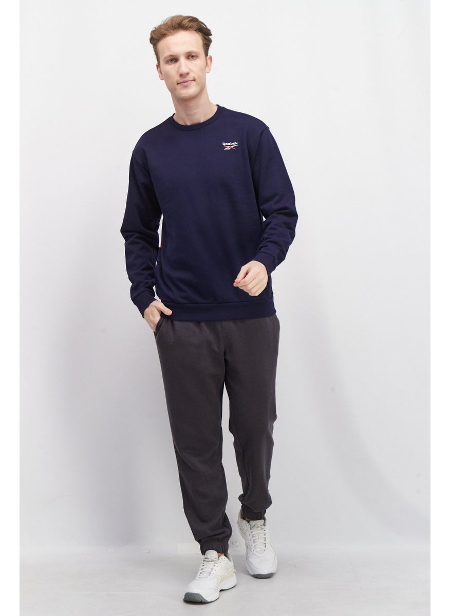Reebok Men Sportswear Fit Embroidered Logo Sweatshirt, Navy  - Image 3